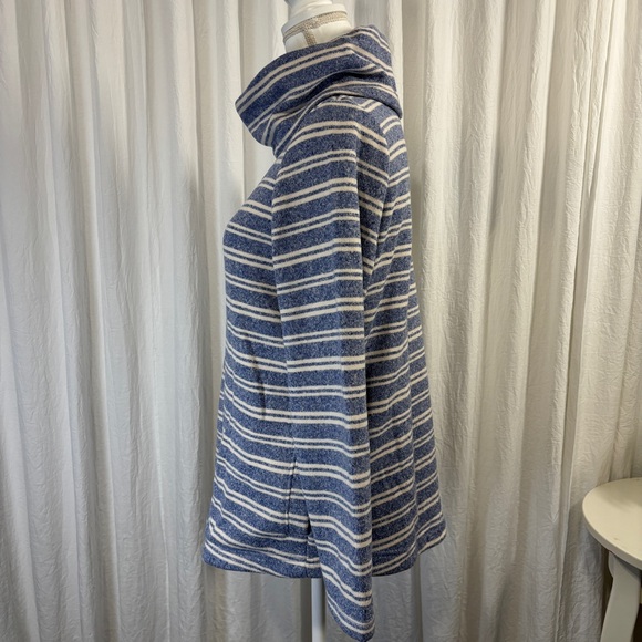 L.L. Bean Blue and Cream Striped Turtleneck Sweater - Picture 2 of 11